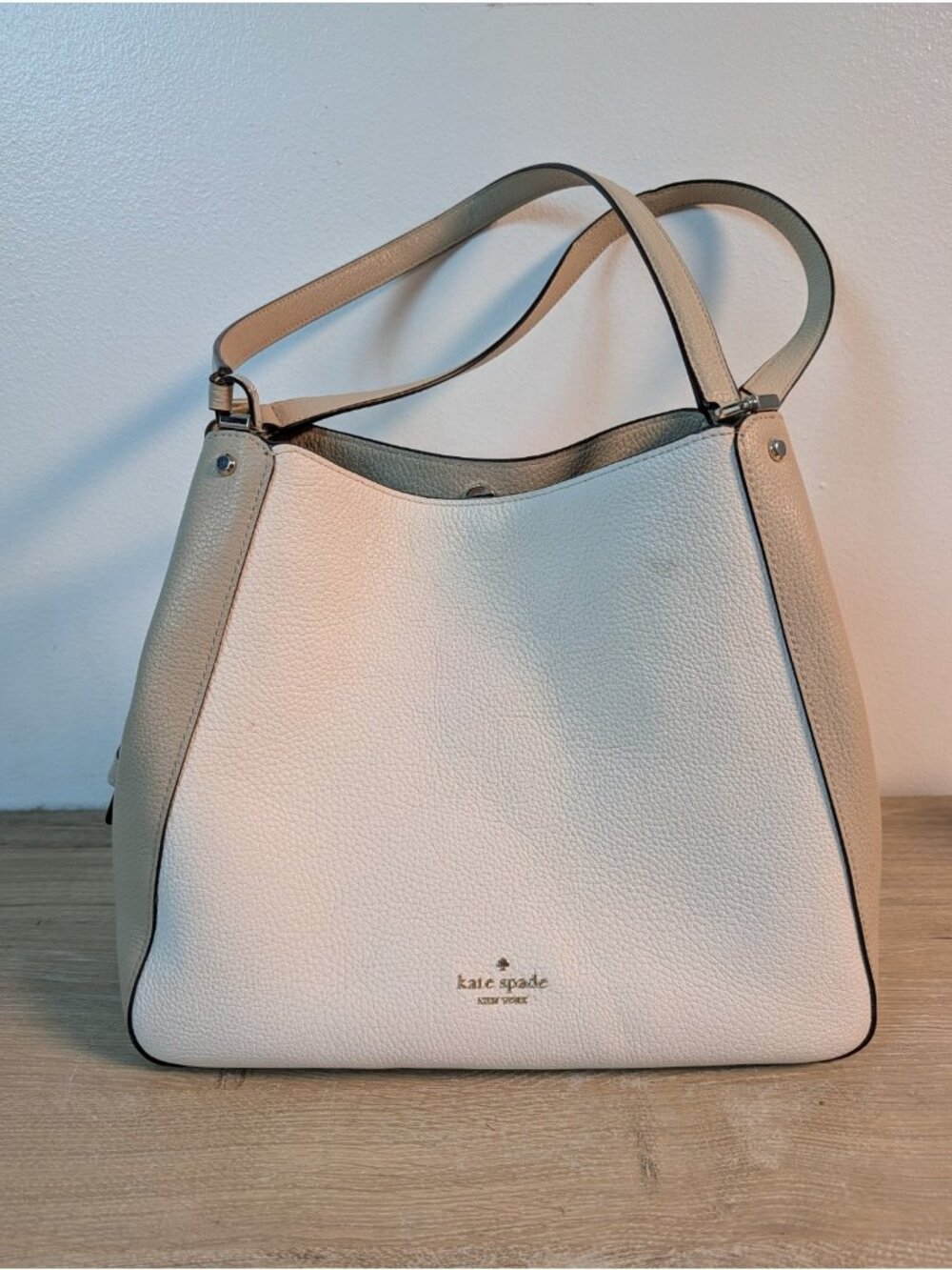 Kate Spade Leila Triple Compartment Shoulder Bag Cream Medium Pebbled Leather